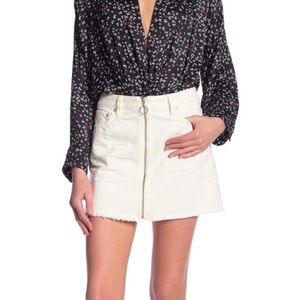 Free People White Denim Zipper Front Skirt NWT 31